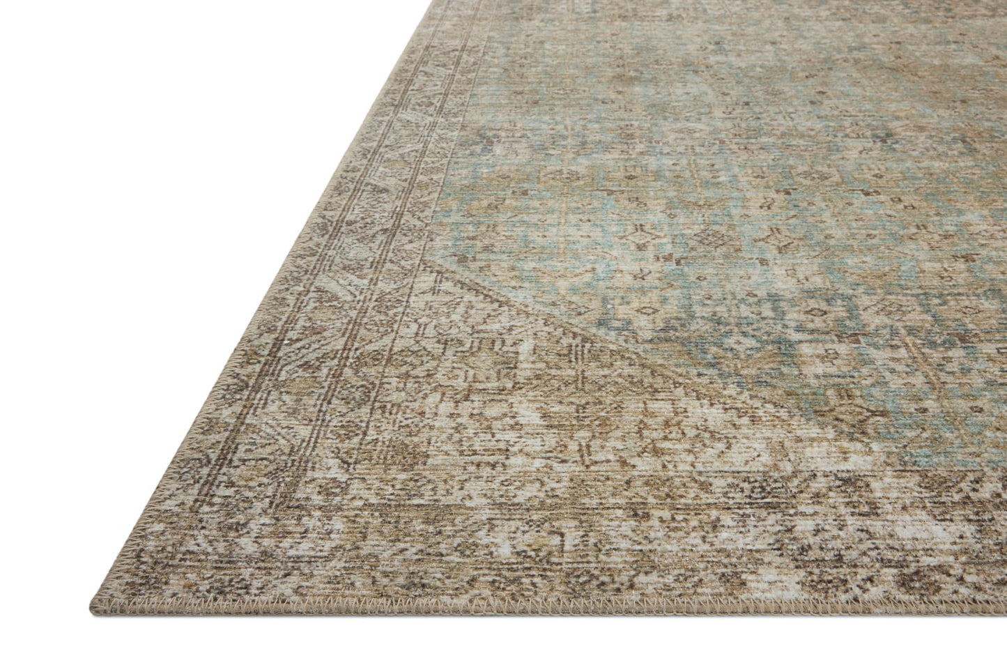 Loloi Amber Lewis Cambria Collection CBR-05 Aqua/Natural 10'-0" x 14'-0" Area Rug Jute, Neutral, Vintage Style, Antique Tone, Living, Bedroom, Dining, Carpet