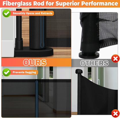 19.7ft Retractable Baby Gates Dog Gate - 236" Extra Wide Expandable Child Safety Gate,37" Tall Toddler Pet Mesh Gate with Reinforced Strips for Doorways,Stairs,Hallways,Outdoor & Indoor Large Openings