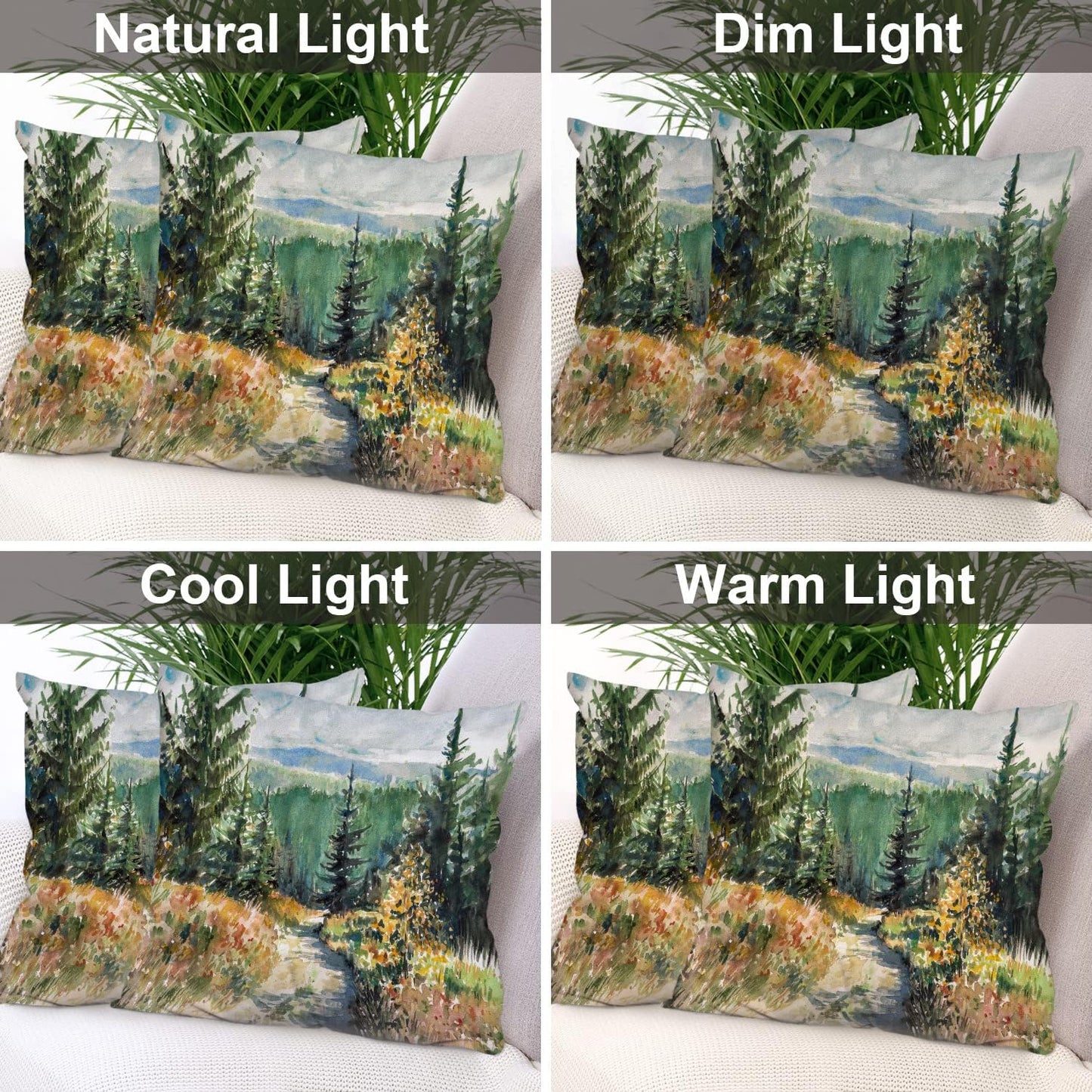 Batmerry Watercolors Landscape Throw Pillow Covers, Decorative Pillow Covers with Road in Mountains 18X18 in