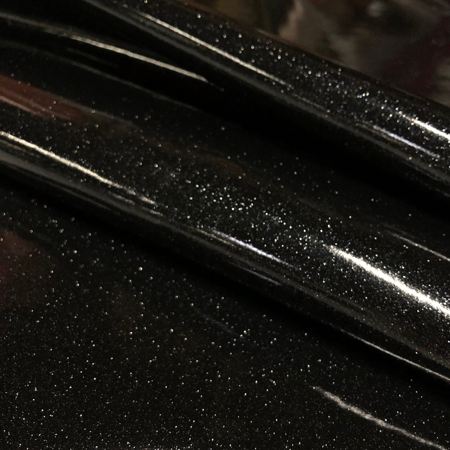 Sparkle Vinyl Fabric, Smooth Glitter Faux Leather Sheets, Shiny Material, Great for Upholstery Bag Making Hair Bows Clips Earrings DIY and Craft Projects - 1 Foot 12"x54" (Black)