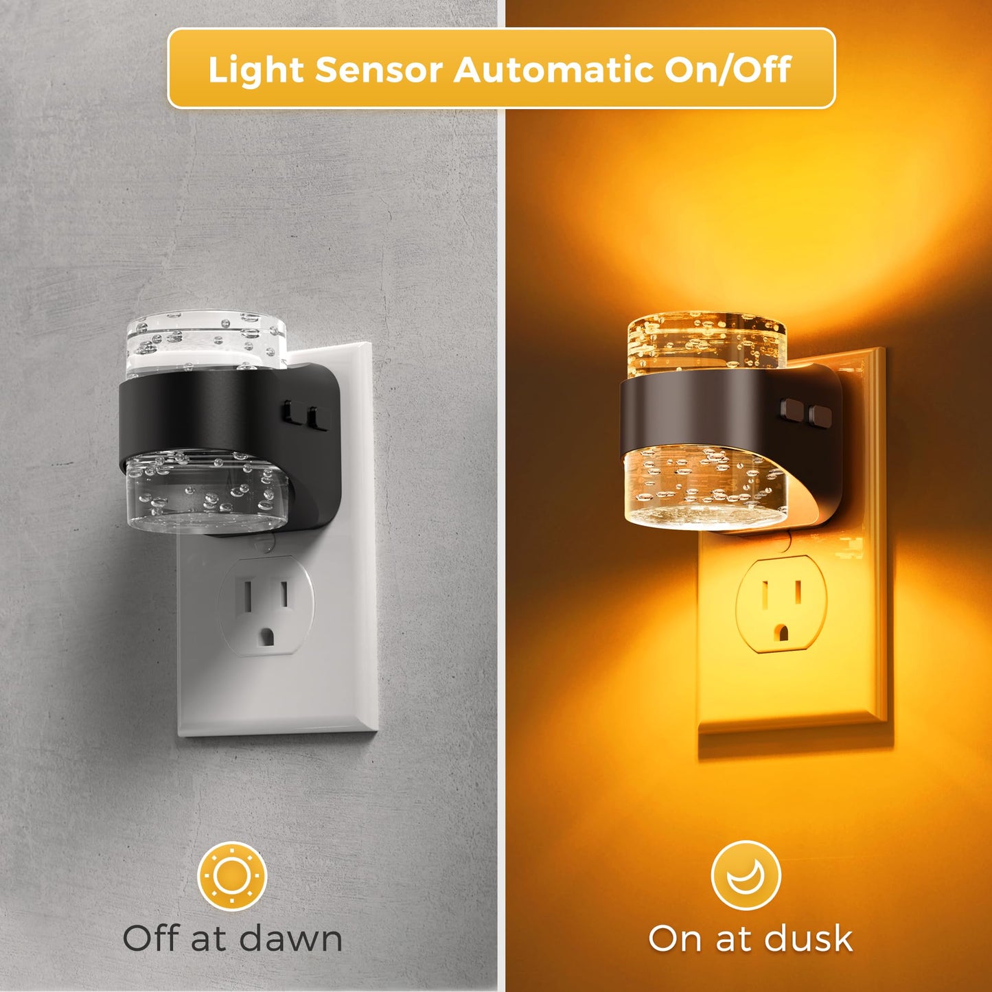 L LOHAS LED Night Light, Bubble Night Lights Plug into Wall,2 Pack 3000K/4000k/5000K Adjustable Color Temperature Night Light,Dimmable Nightlights with Dusk to Dawn Sensor for Rooms Bathroom Hallway