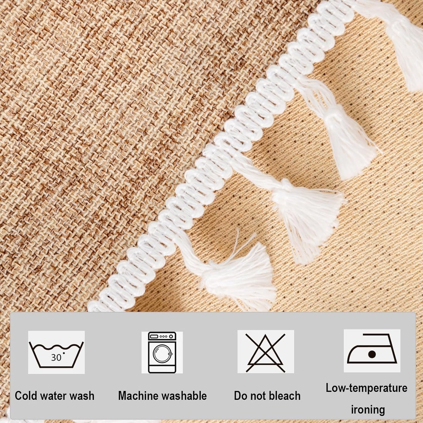 24 inch Small Round Tablecloth Faux Linen Farmhouse Textured Fabric Table Cover Wrinkle Resistant Washable Flaxen