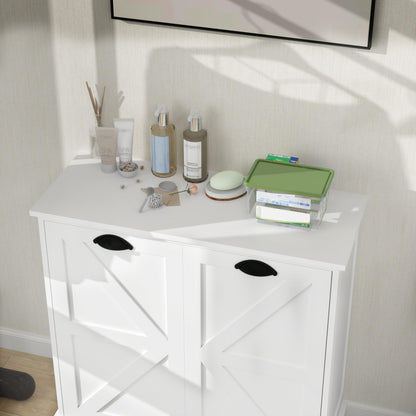 Two Compartment Tilt Out Laundry Sorter Cabinet White WF804