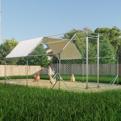 KEIKI Large Metal Chicken Coop, Metal Chicken Run, Farm Poultry Run Hutch Hen House, Outdoor Walk-in Chicken Pen for Poultry Duck Rabbit, 12.84ft x 9.94ft x 6.36ft