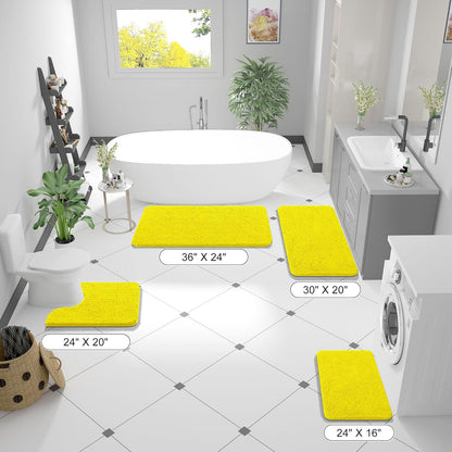 OLANLY Chenille Bath Rugs - Extra Soft & Absorbent | Quick Dry, Machine Washable, 30x20, Lemon Yellow