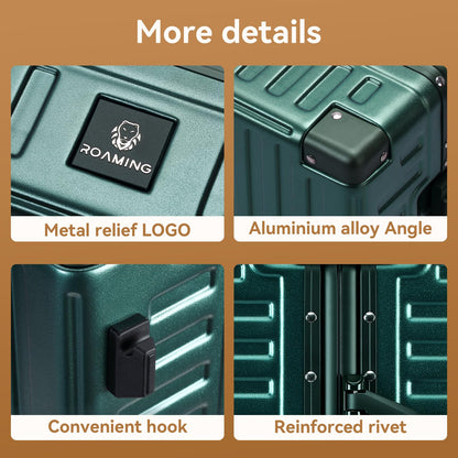 ROAMING Zipperless Luggage 26 Inch with Aluminum Frame, Checked-Large Lightweight 3-Layer PC Hard Shell Suitcase with Spinner Wheels, Metal Travel Luggage with Three TSA Locks, Dark Night Green