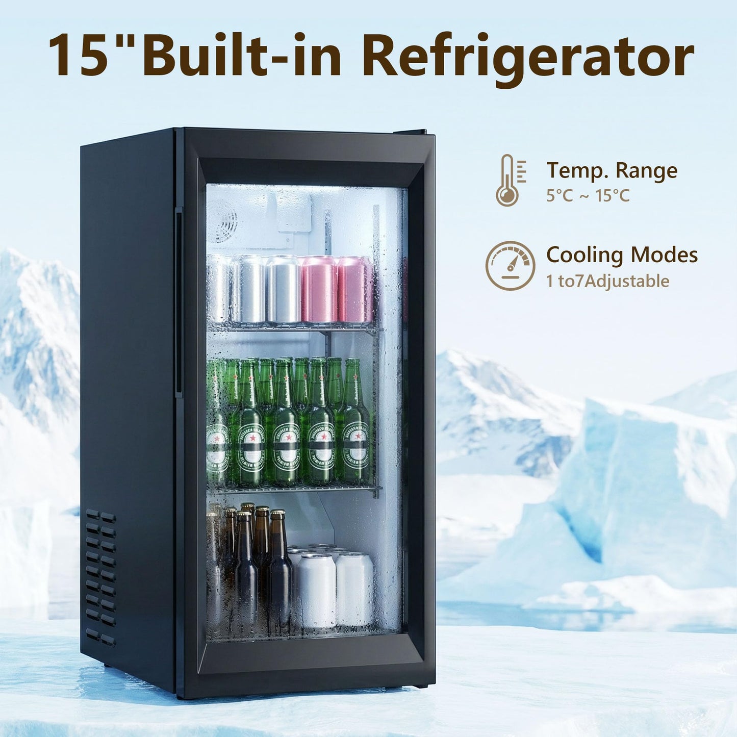Feonase Coffee Bar Cabinet with Fridge Space (Fridge Not Include), Wine Cabinet with Wine Storage, Liquor Bar Cabinet with LED Lights, 16 Wine Racks, Wine Storage for Kitchen, Dining Room, Living Room