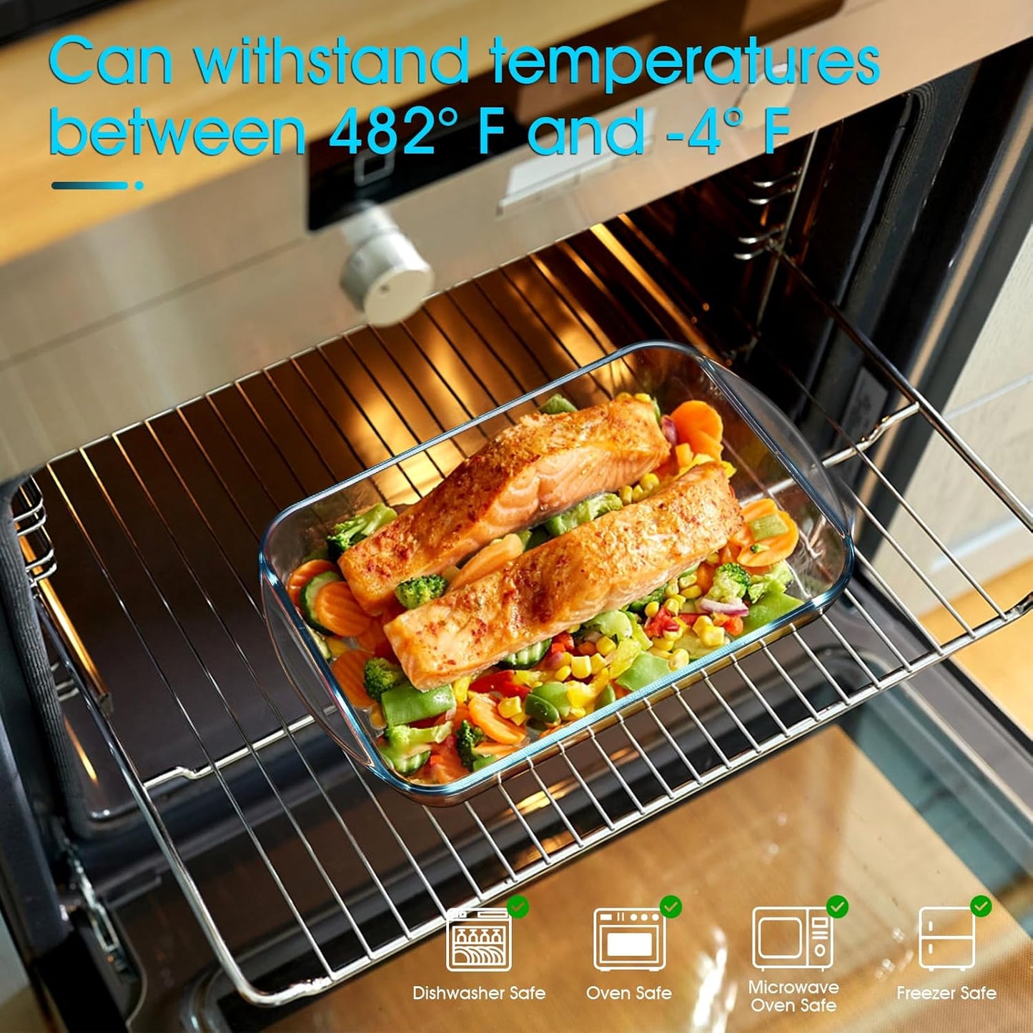 NUTRIUPS 1.8 Quart Glass Baking Dishes, Tempered Glass Lasagna Baking Pan, Rectangular Oven Safe