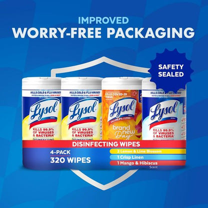 Lysol Disinfecting Wipes Bundle - All-Purpose Multi-Surface Cleaner | 80 Count (4-Pack)