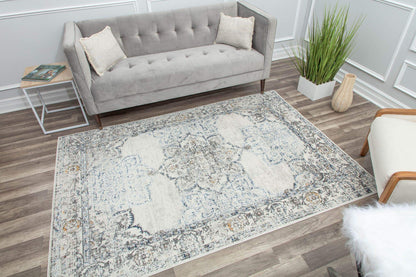 Rugs America Prescott PS35C White Bay Blossom Transitional Vintage 8x10 Area Rug, 8'0"X10'0"