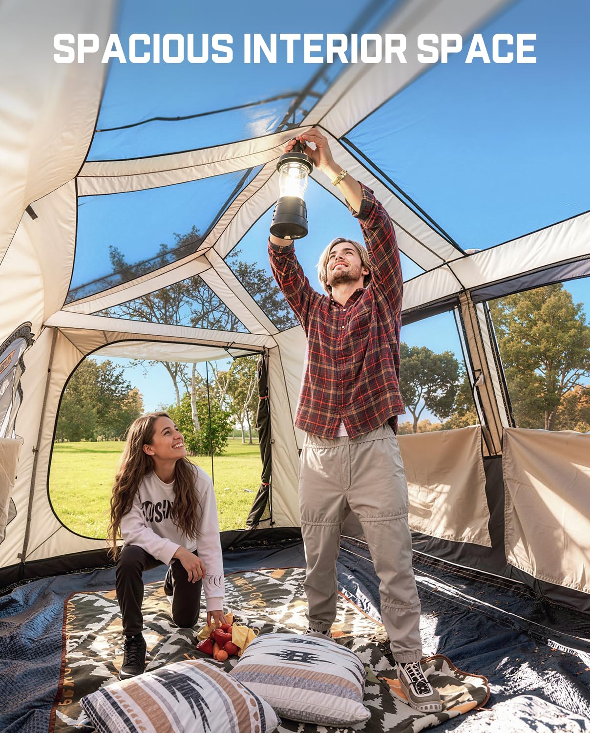 FanttikOutdoor Zeta C10 Apex Canopy Tent, 10 Person Instant Cabin Tent Setup in 60s, Family Tent with Carry Bag for Family Camping & Hiking, Waterproof, Upgraded Ventilation