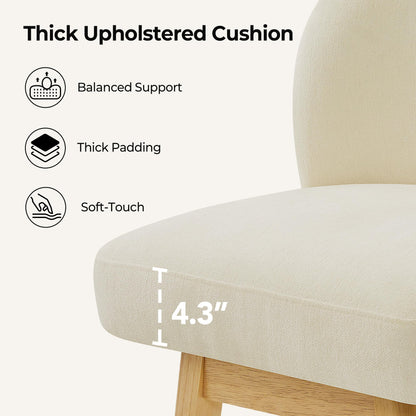 CHITA 26.8" Swivel Counter Height Bar Stools, Modern Upholstered Counter Stools with Back and Wood Legs for Kitchen Island, Home Bar, Set of 2, Cream Fabric