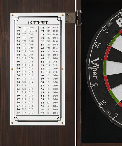 Viper Metropolitan Solid Wood Cabinet & Sisal/Bristle Dartboard Play-Ready Bundle: Elite Set (Razorback Dartboard, Darts and Laser Throw Line), Espresso Finish