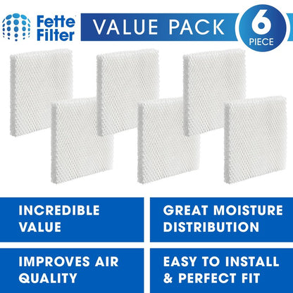 Fette Filter - Filter T Humidifier Wicking Filters Compatible with Honeywell HFT600T HFT600PDQ for Honeywell Tower Humidifier HEV615 Series & HEV620 Series. Includes 6 Replacement Filters.