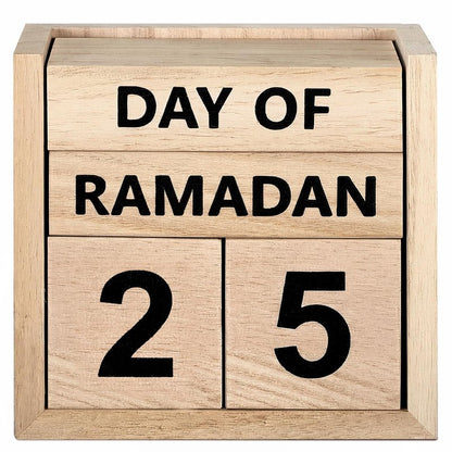 Tinlade Ramadan Countdown Calendar 2026 Wooden Ramadans Decorations for Home Wood Perpetual Block Calendar Ramadan Gift for Kid Farmhouse Eid Mubarak Ramadans Advent Calendars for Desk Table(Beige)