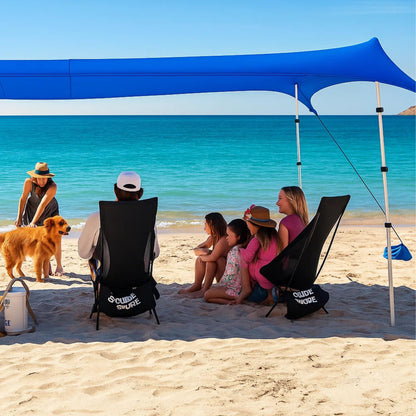 Shade Eco Nomad XL Beach Shade Tent with Shoulder Bag - Easy Setup UPF50+ Portable Sunshade Canopy for Sand or Grass, Wind Resistant - Summer Vacation Essentials - Plus Dry Bag - 15x8.5 ft, 4-Posts