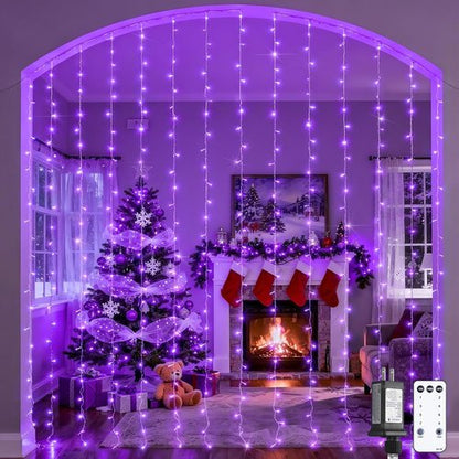 JMEXSUSS 300LED Purple Christmas Lights - Remote-Controlled String Lights for Bedroom & Party Decor