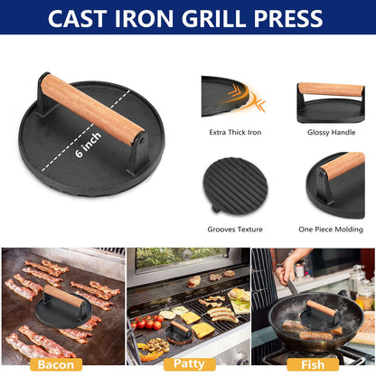 18Pcs Griddle Accessories Kit for Blackstone, Joyfair Flattop Grilling Accessory Set with Smash Burger Press, Stainless Steel Spatula Tools with Basting Cover for Outdoor BBQ Cooking (PP Handles)