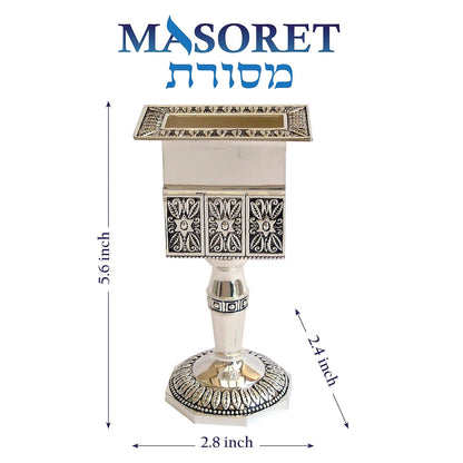 Nickel Havdalah Candle Holder, 5.6 Inches Octagon Stand for Jewish Hanukkah Candles