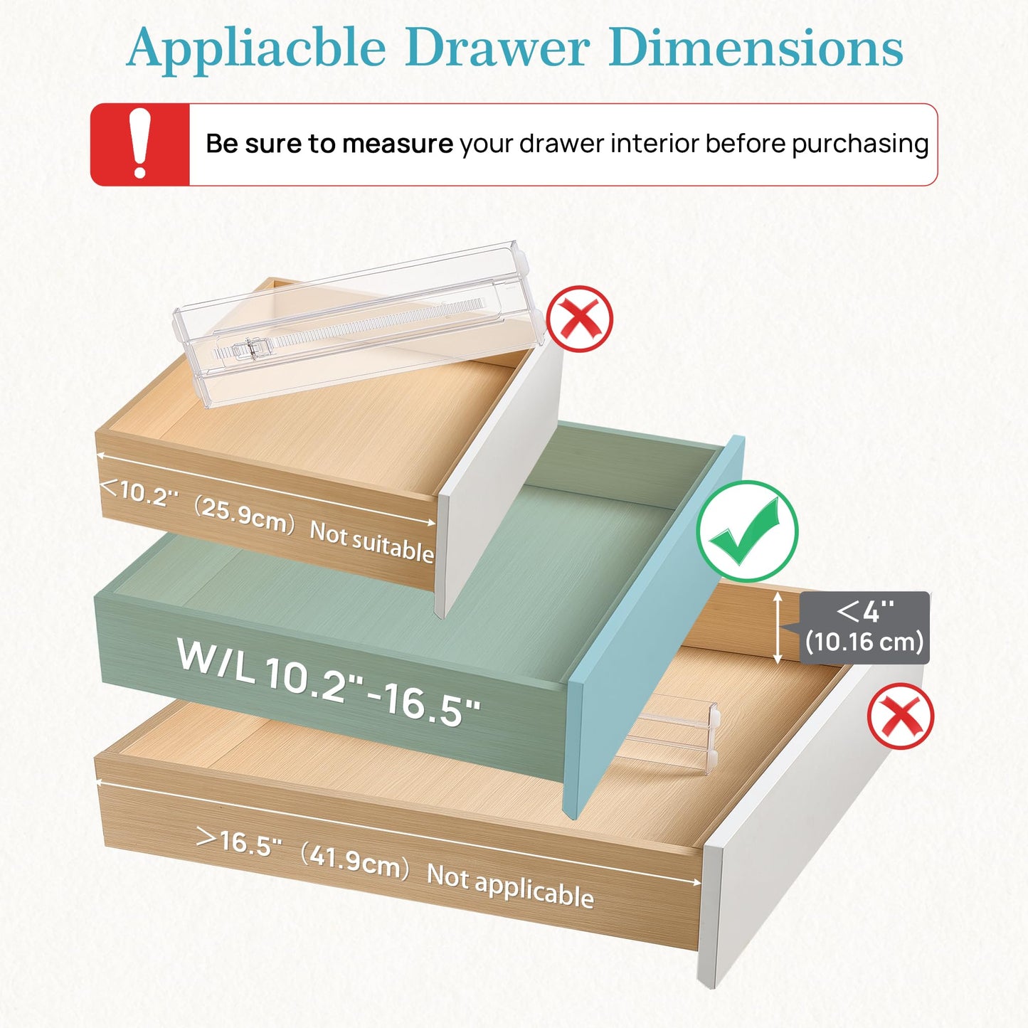 Vtopmart 12 Pack Drawer Dividers for Clothes, 4" High 10.2"-16.5" Adjustable Expandable Dresser Drawer Organizer, Clear Plastic Separators for Dresser, Baby Clothing, Underwear, Cosmetic, Toiletries