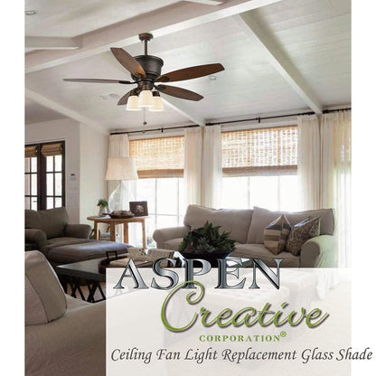Aspen Creative 23056-4A Contemporary Clear Ceiling Fan Glass Shade.2-1/8"Fitter.Size:3-7/8"D x 4-7/8"H.4Pcs/Pack