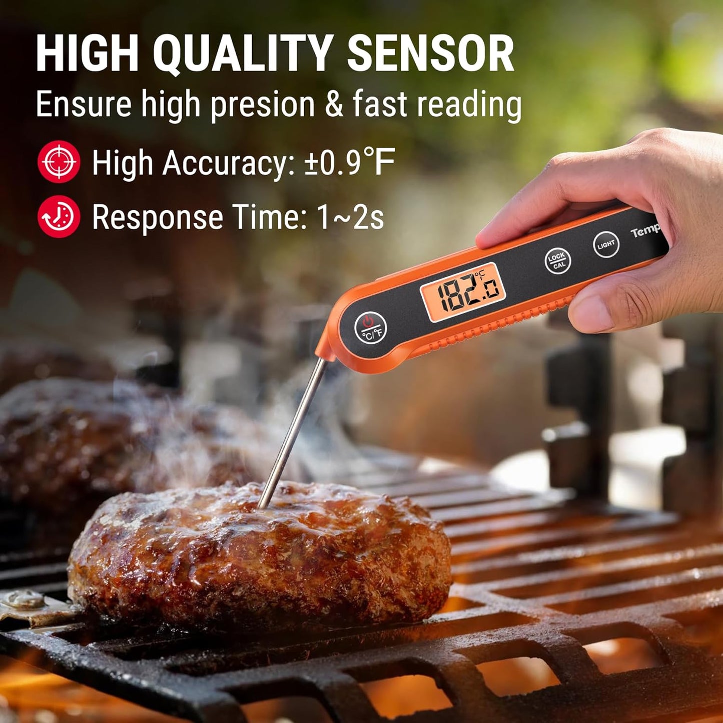 TempPro Digital Instant Read Meat Thermometer - Waterproof Kitchen Tool with Calibration & Backlight