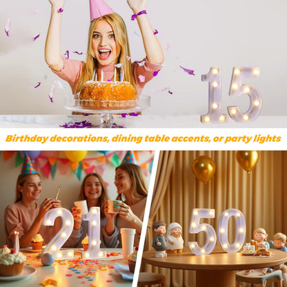 13th Birthday Decoration Light Up Letters, Battery Powered LED Numbers Marquee Number Sign for Sweet 13th Party Home Decor Night Light