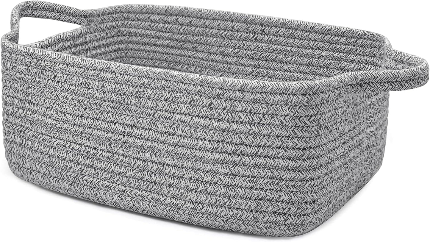 Skiennix Empty Gift Basket for Kids - Stylish Grey Woven Storage Basket | 13 x 10 x 5 Inches