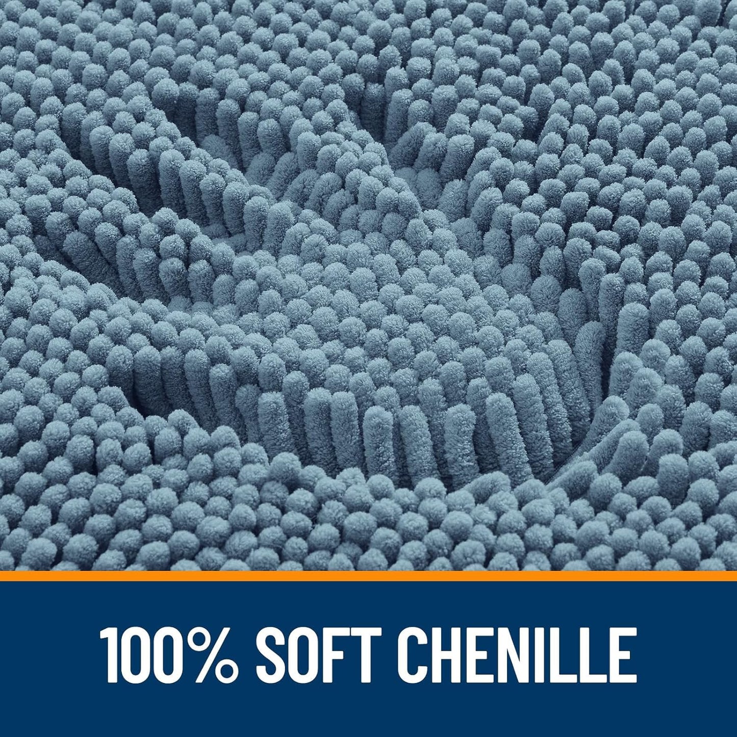 OLANLY Bathroom Rugs - Extra Soft Chenille Bath Mats with Rubber Backing | 36x24, Quick Dry, Airy Blue
