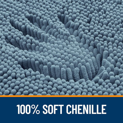 OLANLY Large Bathroom Rugs - Extra Soft Chenille Bath Mats with Rubber Backing | Quick Dry, 70x46, Airy Blue