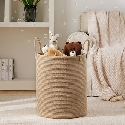 YOUDENOVA Jute Rope Laundry Hamper - 58L Tall Basket for Baby Nursery & Blanket Storage - Large Jute