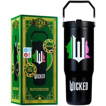 Get Trend Wicked Tumbler with Straw 30oz Girls Teens Insulated Cup with Lid Handle Travel Mug Cups with Lids for School Sports Gifts for Girls (Black Wicked)
