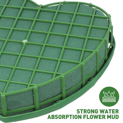 2Pcs Heart Shaped Floral Foam Cage with Suction Cup, Wet Dry for Wedding Car Decoration, Fresh Artificial Flower Arrangement Mud Block Base