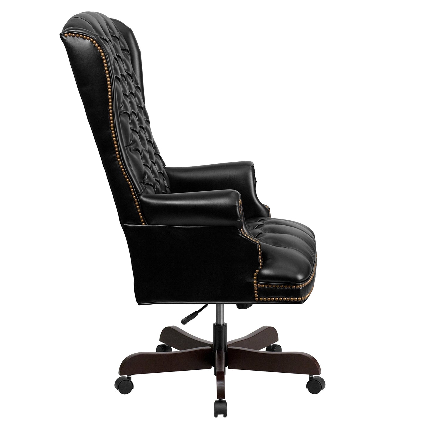 Flash Furniture High Back Traditional Fully Tufted Black LeatherSoft Executive Swivel Ergonomic Office Chair with Arms