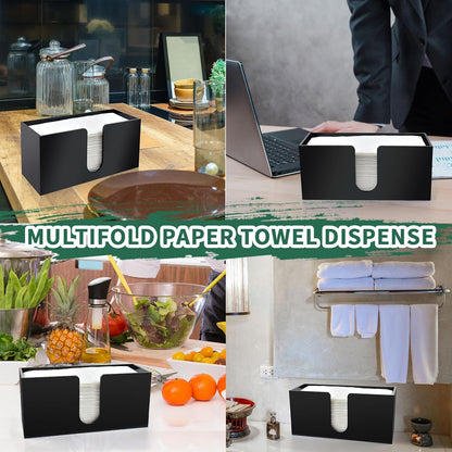 1Pack Countertop, Paper Towel Holder Black Acrylic Napkin Dispenser, Multifold Paper Towel Dispenser for Z-fold C-fold