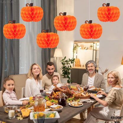 KatchOn, Pumpkin Table Centerpieces And Thanksgiving Wooden Cutout Sign Set – Pack of 14 | Honeycomb Paper Pumpkins And Thankful Blessed Grateful Word Signs For Thanksgiving Table And Fall Decorations
