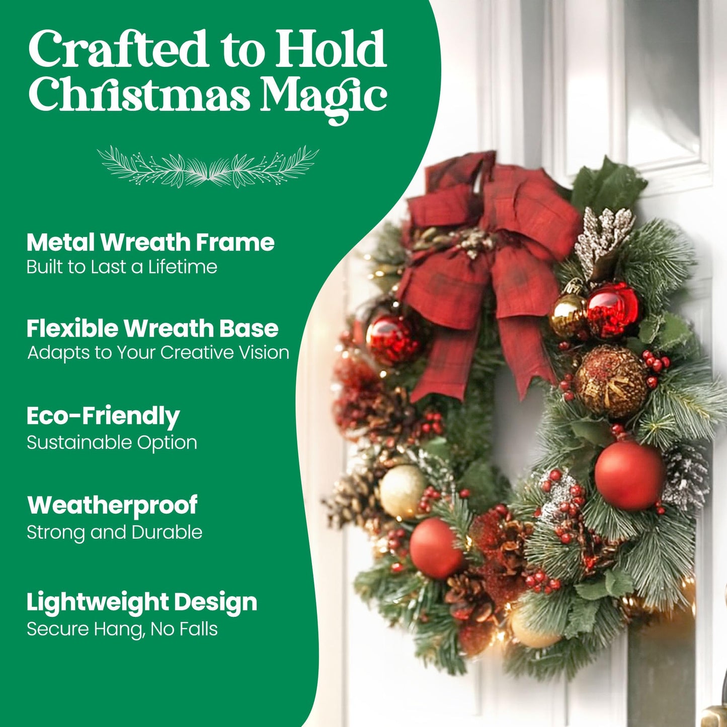 Upstout 5-Pack 14 Inch Wire Wreath Frame – Round Metal Wreath Form with Ring Design for DIY Crafts, Floral Projects, and Home Decor – Dark Green Wire Frame for Christmas Holiday & Weddings