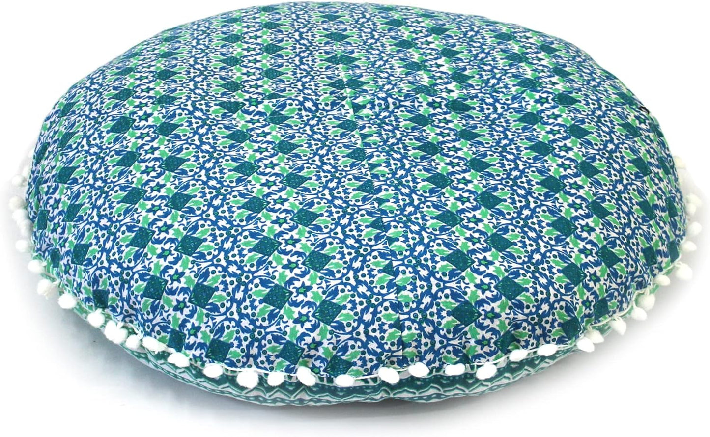 22" CRAFT KALA IN Round Mandala Floor Pillow Cushion Cover Seating Throw Cover Hippie Decorative Bohemian Ottoman Poufs