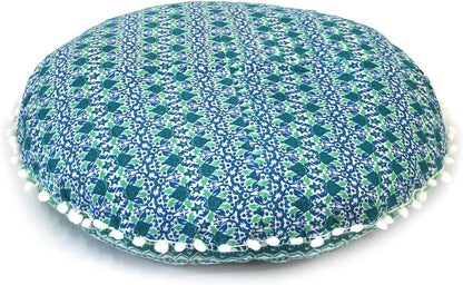 22" CRAFT KALA IN Round Mandala Floor Pillow Cushion Cover Seating Throw Cover Hippie Decorative Bohemian Ottoman Poufs