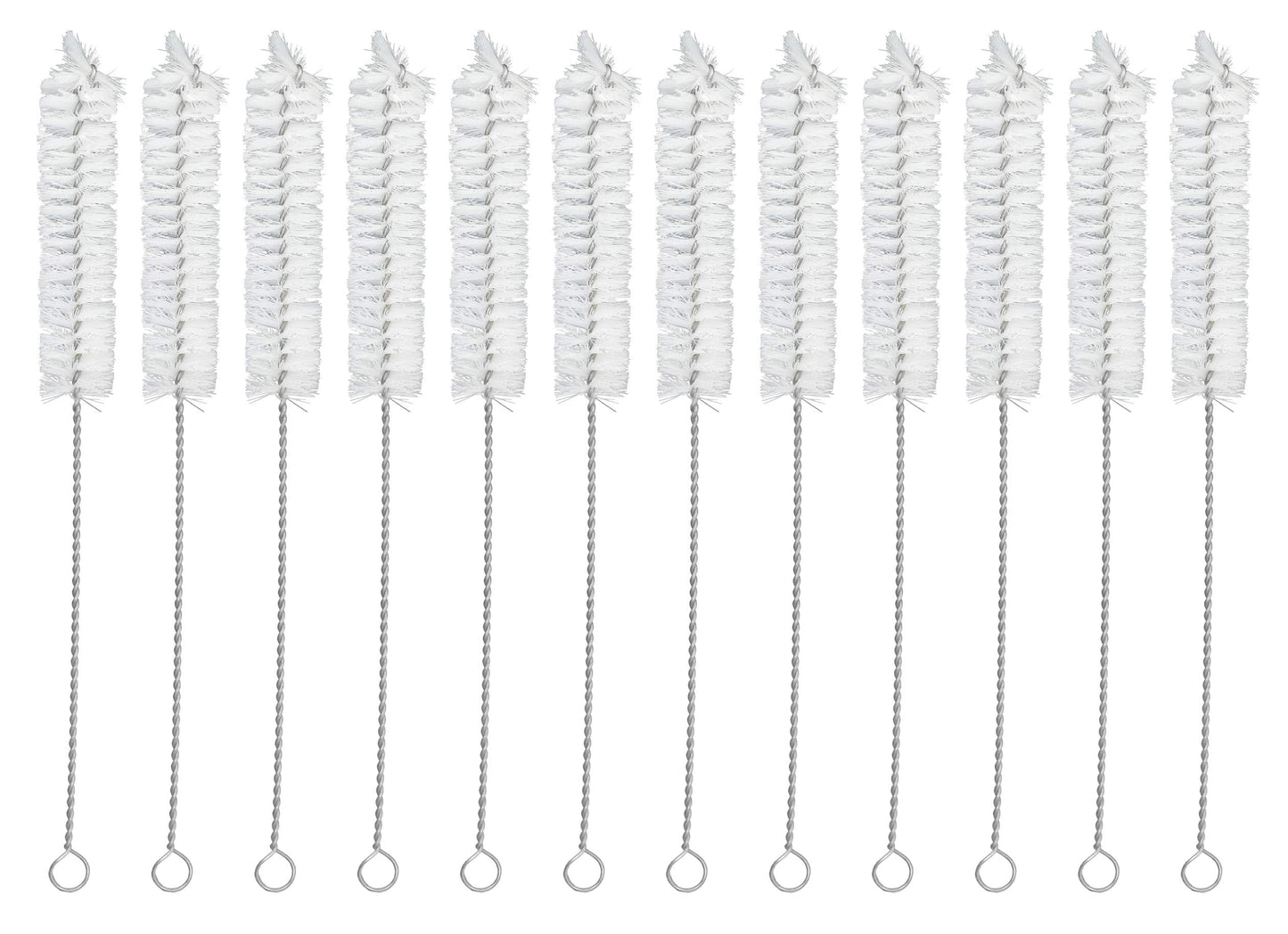 EISCO 12PK Bristle Cleaning Brushes with Fan-Shaped Ends, 9" - Twisted Stainless Steel Wire Handle - Ideal for 0.6" - 0.8" Diameter Tubes, Bottles, Flasks, Cylinders, Jars, Vases, Cups