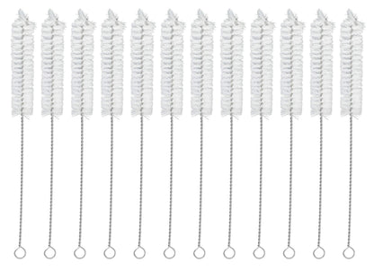 EISCO 12PK Bristle Cleaning Brushes with Fan-Shaped Ends, 9" - Twisted Stainless Steel Wire Handle - Ideal for 0.6" - 0.8" Diameter Tubes, Bottles, Flasks, Cylinders, Jars, Vases, Cups