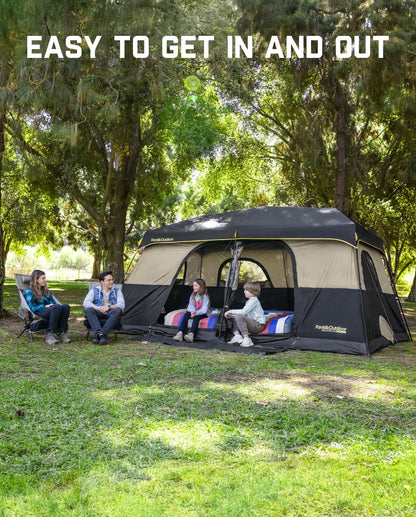FanttikOutdoor Zeta C10 Pro Max Instant Cabin Tent 10 Person Camping Tent Setup in 60 Seconds with Rainfly & Windproof Portable with Carry Bag for Family Camping & Hiking, Upgraded Ventilation, Khaki