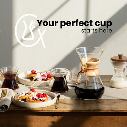 Chemex Bundle - 8-Cup Glass Handle Series - 100 ct Square Filters - Exclusive Packaging