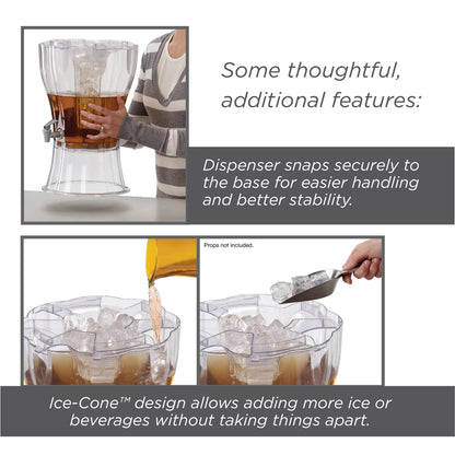 Buddeez 3.5 Gallon Clear Drink Dispenser - Built In Ice Cone and Spigot for Easy Pouring - Party-Perfect Serving Station with Chalk Board Tag