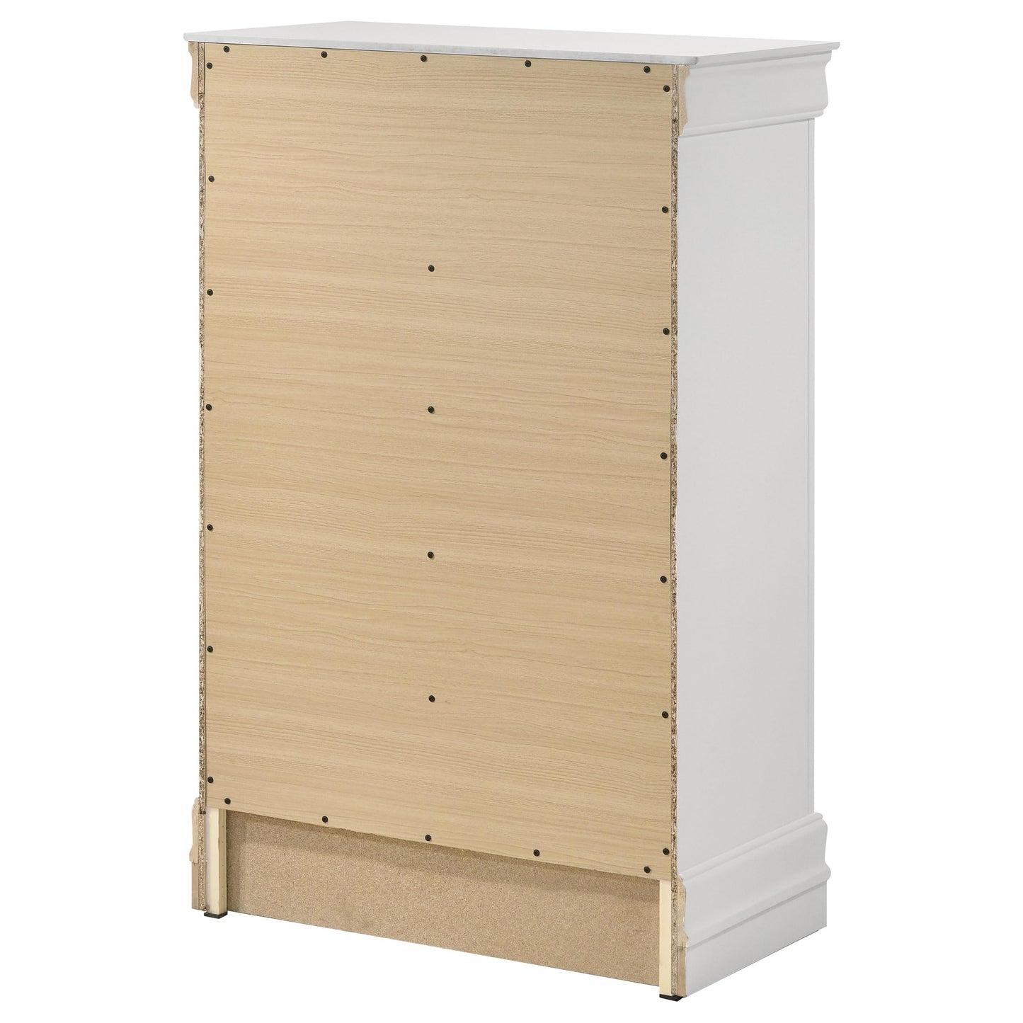 Coaster Home Furnishings - Louis Philippe - Wood - 5-Drawer Chest with Bail Handles, Molded Trim and Bracket Feet - Traditional - Bedroom - White - 202445