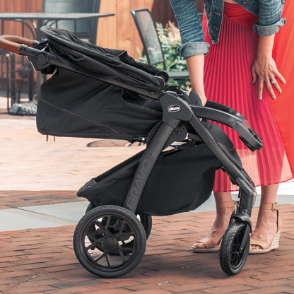Chicco Bravo Primo ClearTex 3-in-1 Trio Travel System, Bravo Primo Quick-Fold Stroller with KeyFit Max Zip ClearTex Infant Car Seat and Base, Somerset/Black
