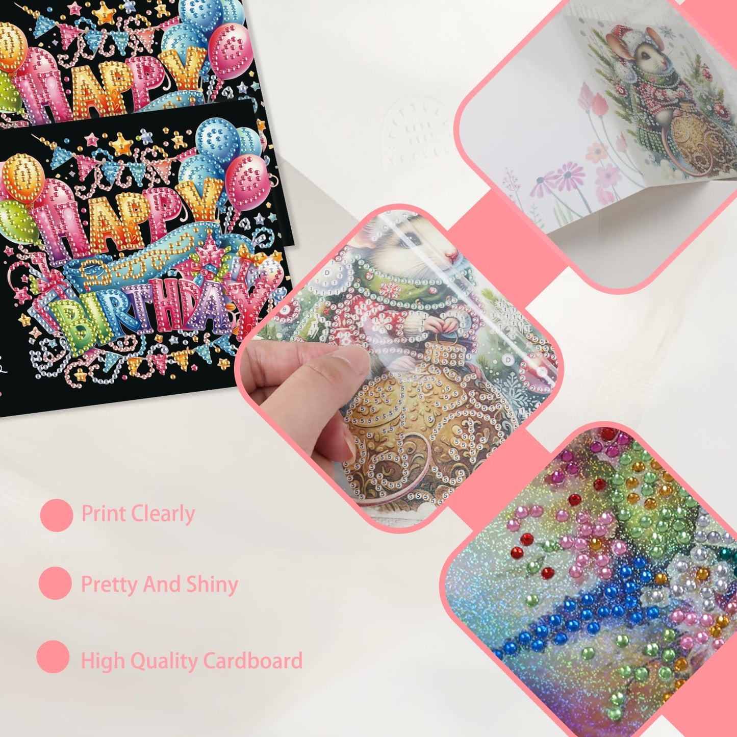 JISHSHAY 6 PCS Cake Diamond Painting Greeting Cards Happy Birthday Diamond Art Birthday Cards with Envelopes Gem Art Gem Painting Mosaic Kits for Adults for Thanksgiving Anniversary Valentine
