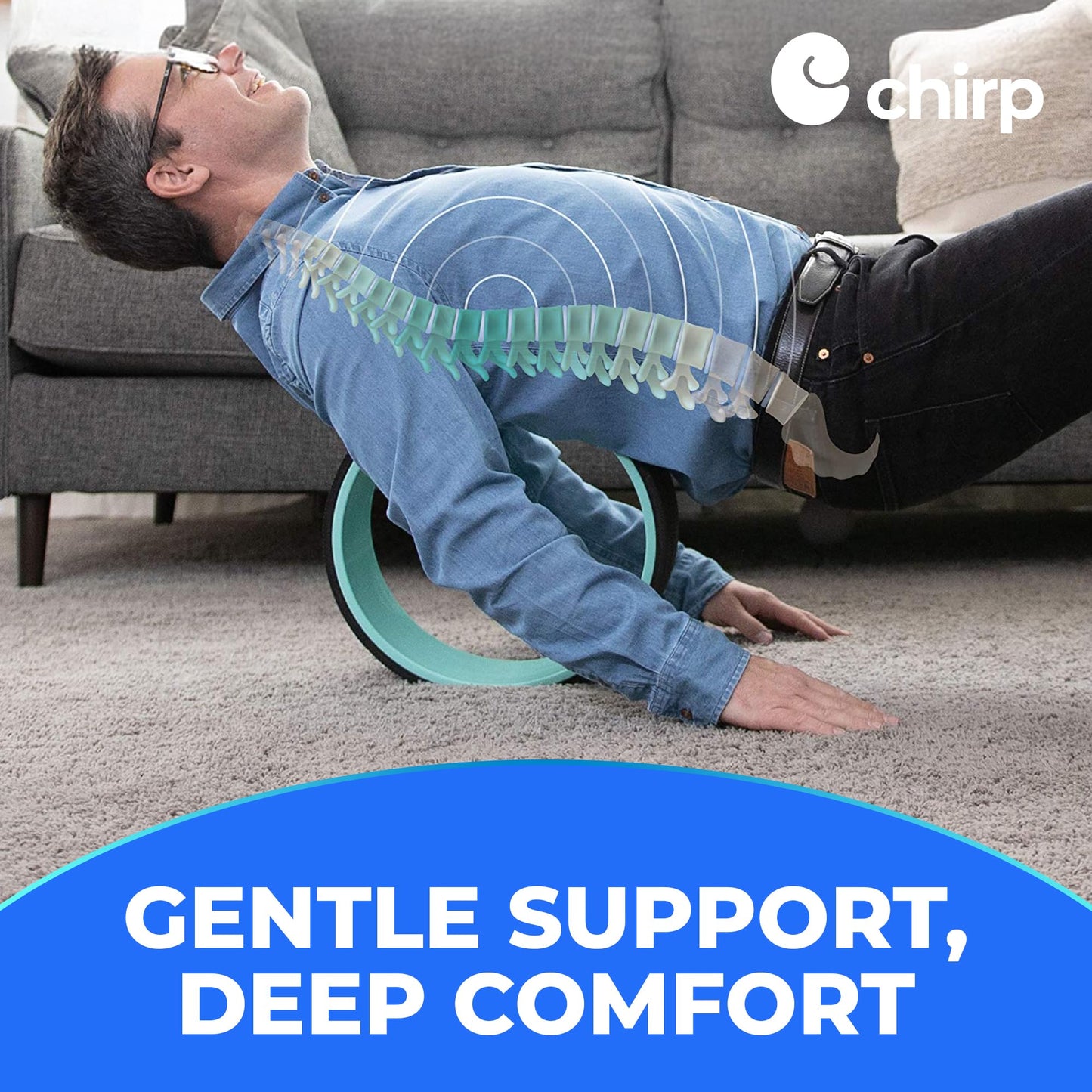 Chirp Wheel Foam Roller – Targeted Back & Neck Relief, Lumbar Spine Stretcher, Spinal Decompression Back Stretcher, Massage Roller with Density Foam for Physical Therapy, Supports 500lbs, 2-Inch Mint