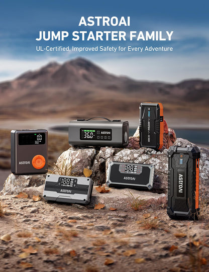 AstroAI S8 Car Battery Jump Starter, 1500A Peak Car Jumper Starter Battery Pack for Up to 6.0L Gas & 3.0L Diesel Engines, 12V Portable Jump Box with 3 Modes Flashlight and Jumper Cable (Orange)