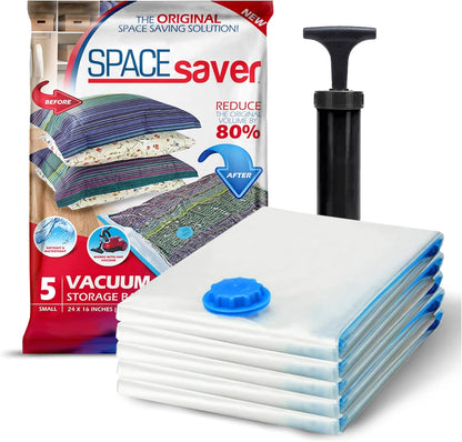5 Pack Small Vacuum Storage Bags for Comforters, Blankets & Clothes, Vacuum Sealed Compression Bags
